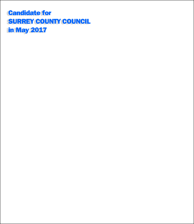Candidate for 
SURREY COUNTY COUNCIL
in May 2017
